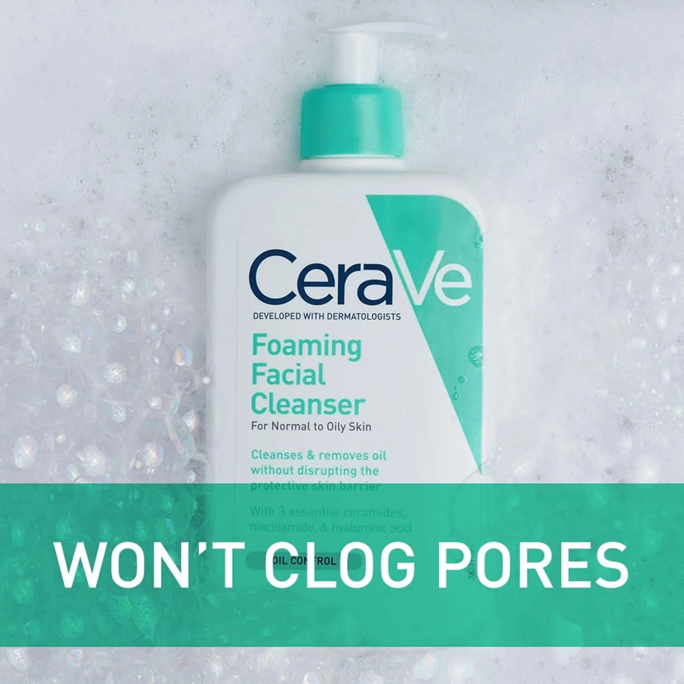 CeraVe Foaming Facial Cleanser for Normal to Oily Skin – Oil Control with Ceramides, Niacinamide & Hyaluronic Acid, 237ml