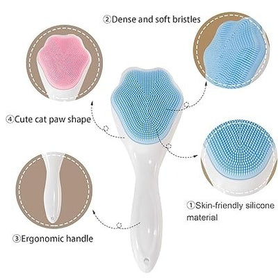 1 PCs Silicone Face Scrubber Exfoliating Brush, Manual Handheld Massager , Facial Cleansing and Blackhead Scrubber, Soft Bristles for Face Skincare ( Random Color ) - Pack Of 01