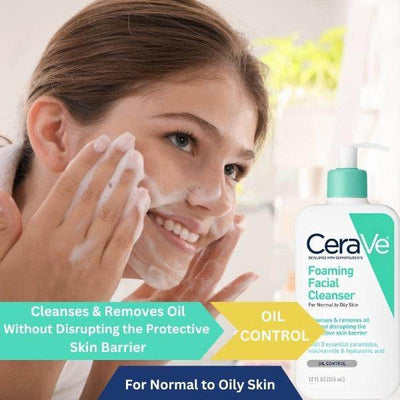 CeraVe Foaming Facial Cleanser for Normal to Oily Skin – Oil Control with Ceramides, Niacinamide & Hyaluronic Acid, 237ml