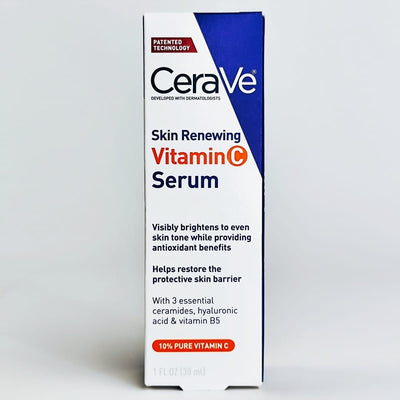 CeraVe Skin Renewing Vitamin C Serum | Brightening Face Serum With 10% Pure Vitamin C, Hyaluronic Acid & Vitamin B5 | Dermatologist Developed, Hydrating & Antioxidant Protection | Fades Dark Spots, Evens Skin Tone & Restores Skin Barrier (30ml)