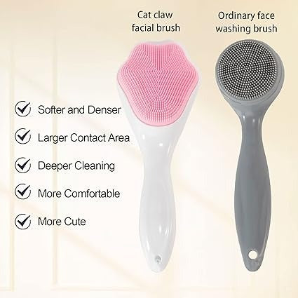 1 PCs Silicone Face Scrubber Exfoliating Brush, Manual Handheld Massager , Facial Cleansing and Blackhead Scrubber, Soft Bristles for Face Skincare ( Random Color ) - Pack Of 01