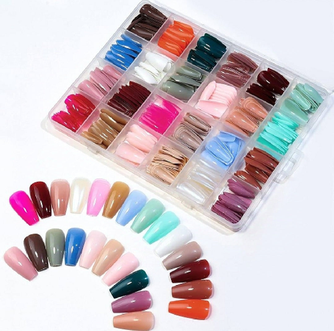 288 PCs Colorful Nails Box| ABS Plastic | Nail Shaper Set (Random Color)